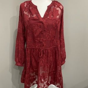 Lauren Conrad Burgundy Lace Dress